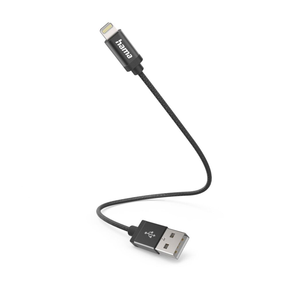 Hama USB-A to Lightning Charging Cable 0.2 M Nylon Black