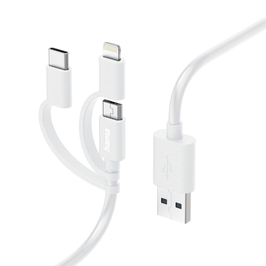 Hama 3-in-1 Multi-Charging Cable USB-A - Micro-USB USB-C and Lightning 1.0 M White