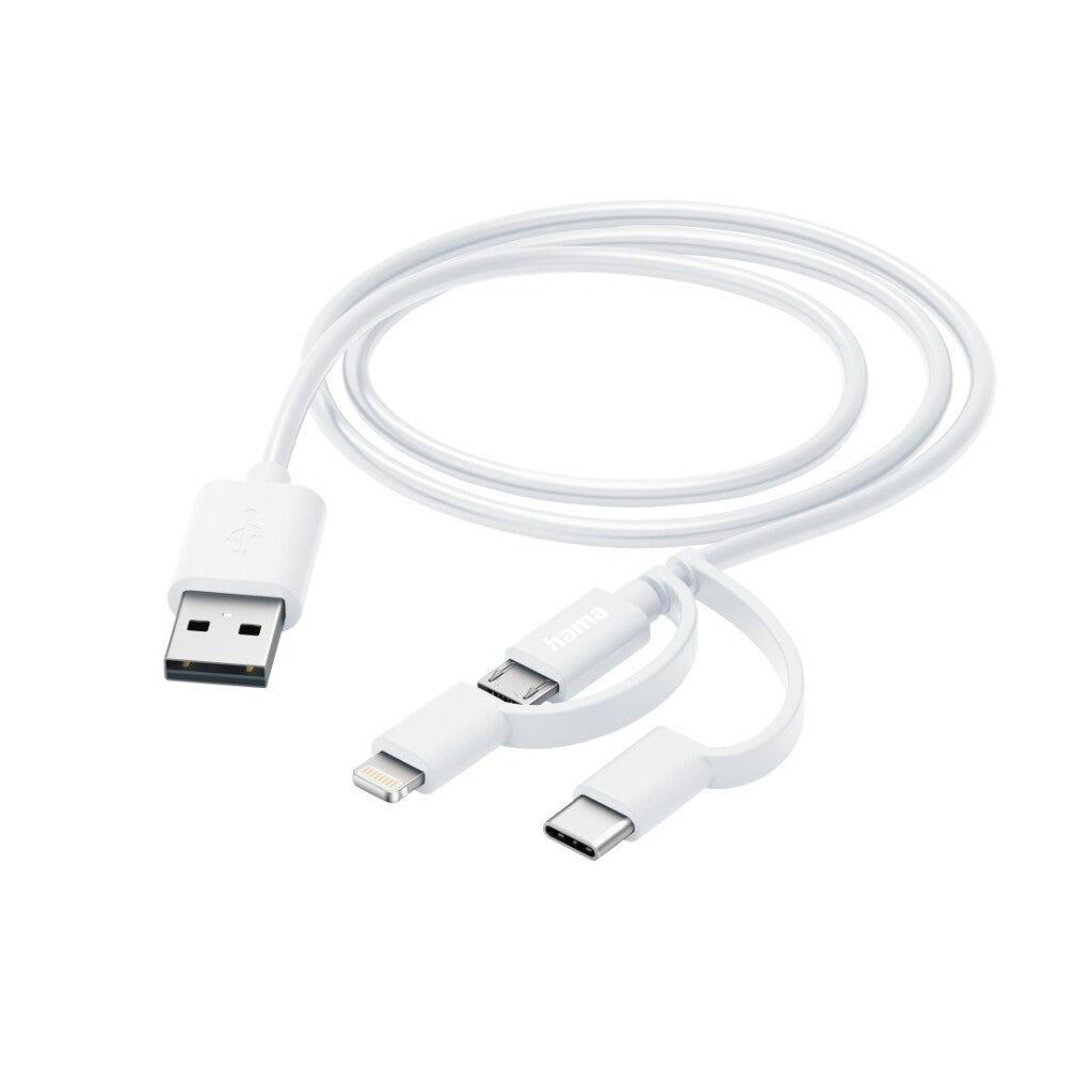 Hama 3-in-1 Multi-Charging Cable USB-A - Micro-USB USB-C and Lightning 1.0 M White