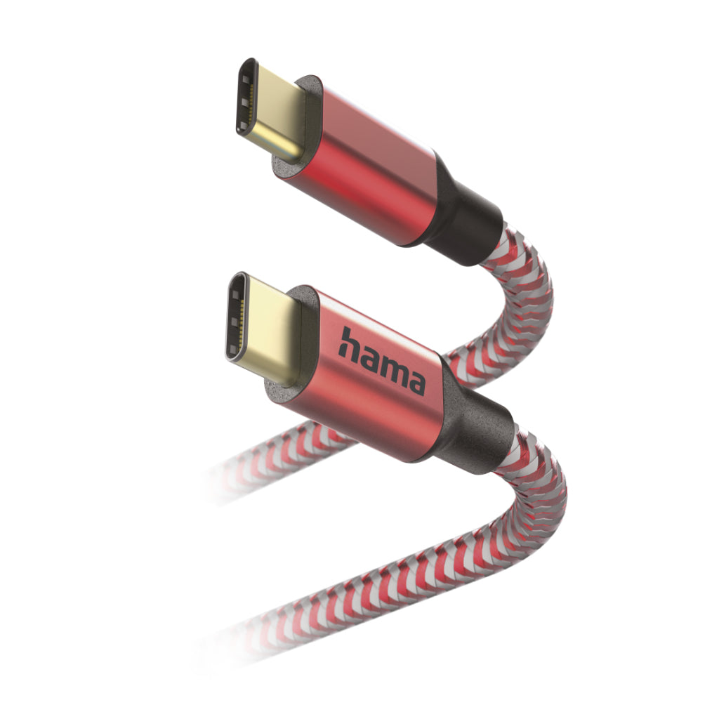 Hama Reflective USB-C Charging Cable - USB-C 1.5 M Nylon Red