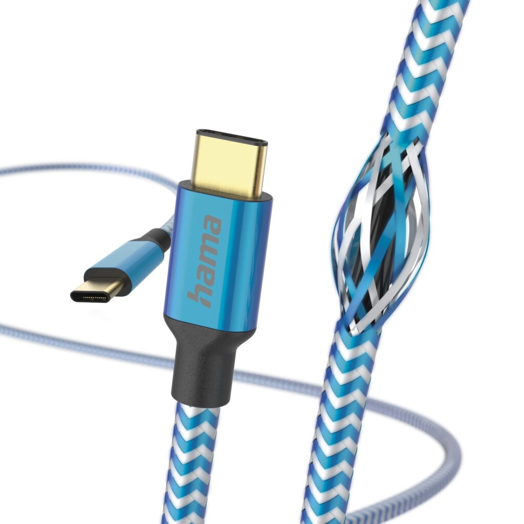 Hama Reflective USB-C Charging Cable - USB-C 1.5 M Nylon Blue