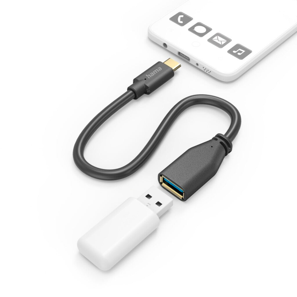 Hama USB adapter cable OTG USB-C plug - USB-A connector 15 cm Black