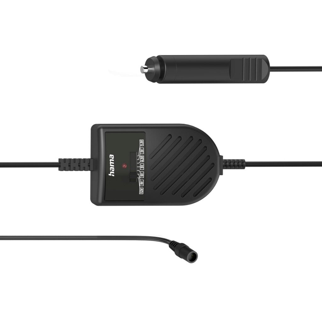 Hama Adjustable Car Power Adapter 3000mA 36W 12V + 8 Adapters Black