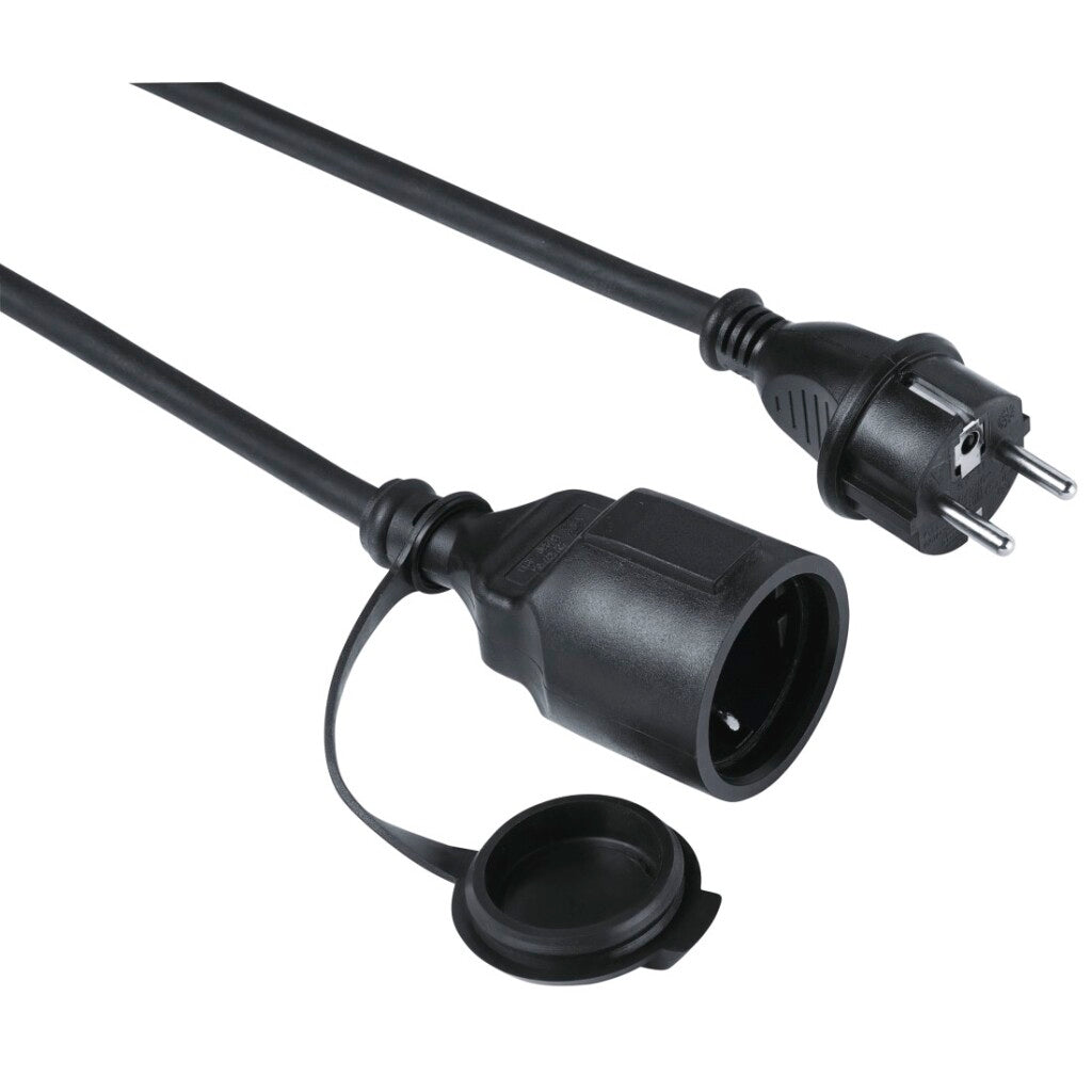 Hama Outdoor Extension Cable, IP44, Protective Cover, 5 m, Black (00223251)