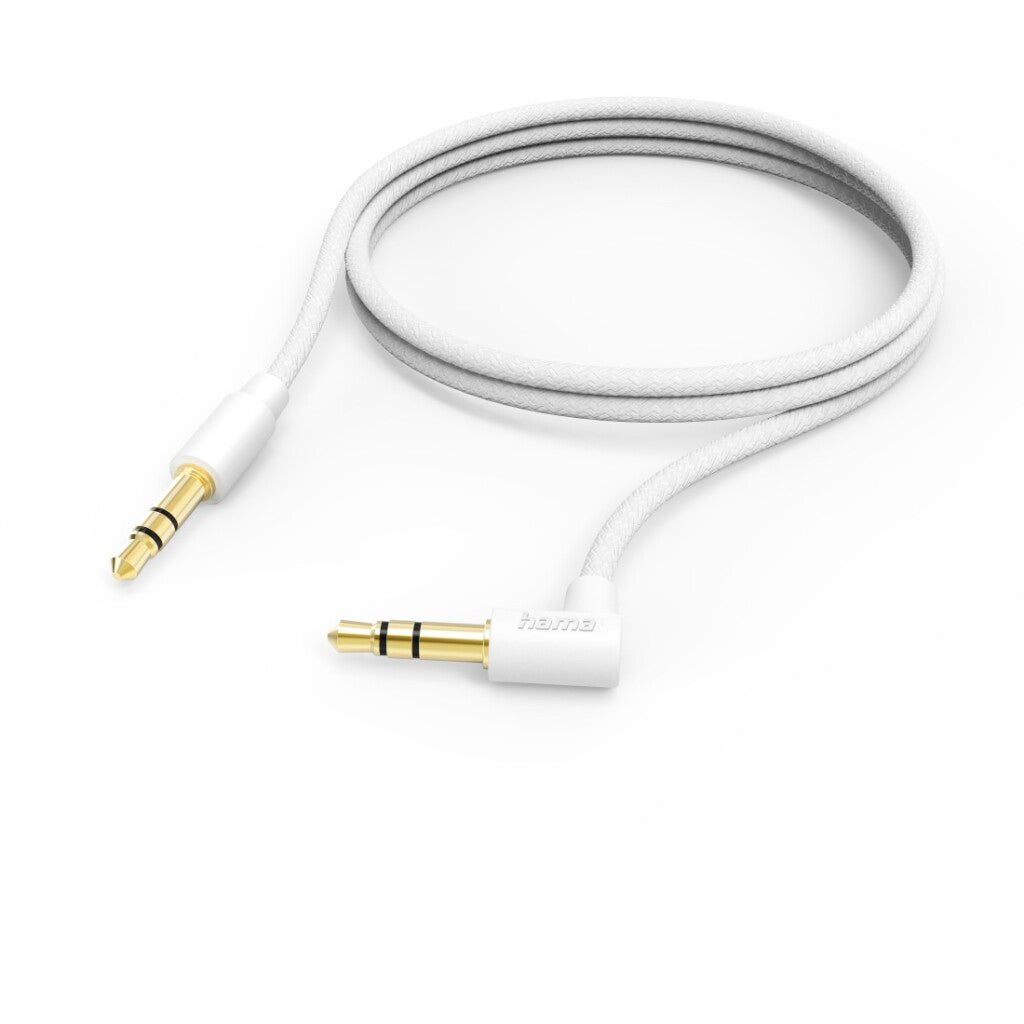 Hama Aux Cable 3.5 mm Jack – 90° Right-Angle Plug 1.0 M White