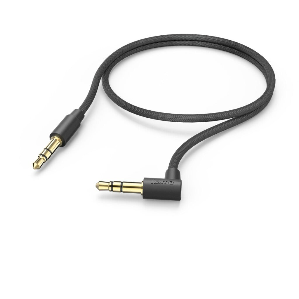Hama Aux Cable 3.5 mm Jack – 3.5 mm Jack 90° Right-Angle Plug 0.5 M Black