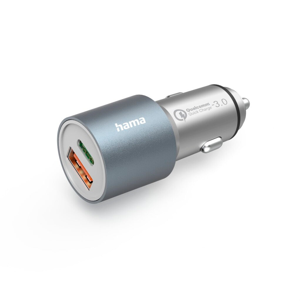 Hama Car Fast Charger 1x USB-C PD 1x USB-A QC 38W Metal