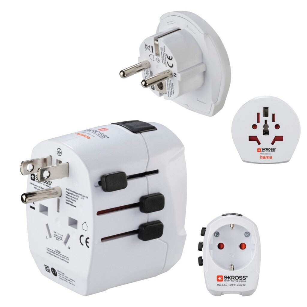 Hama World Travel Adapter World Travel Pro Light USB 3-pin 2x USB 3-polig