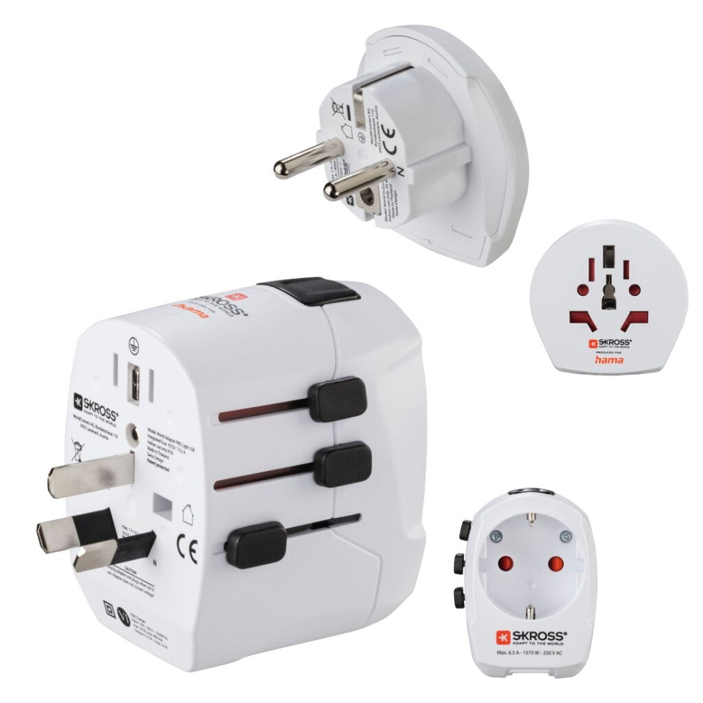 Hama World Travel Adapter World Travel Pro Light USB 3-pin 2x USB 3-polig