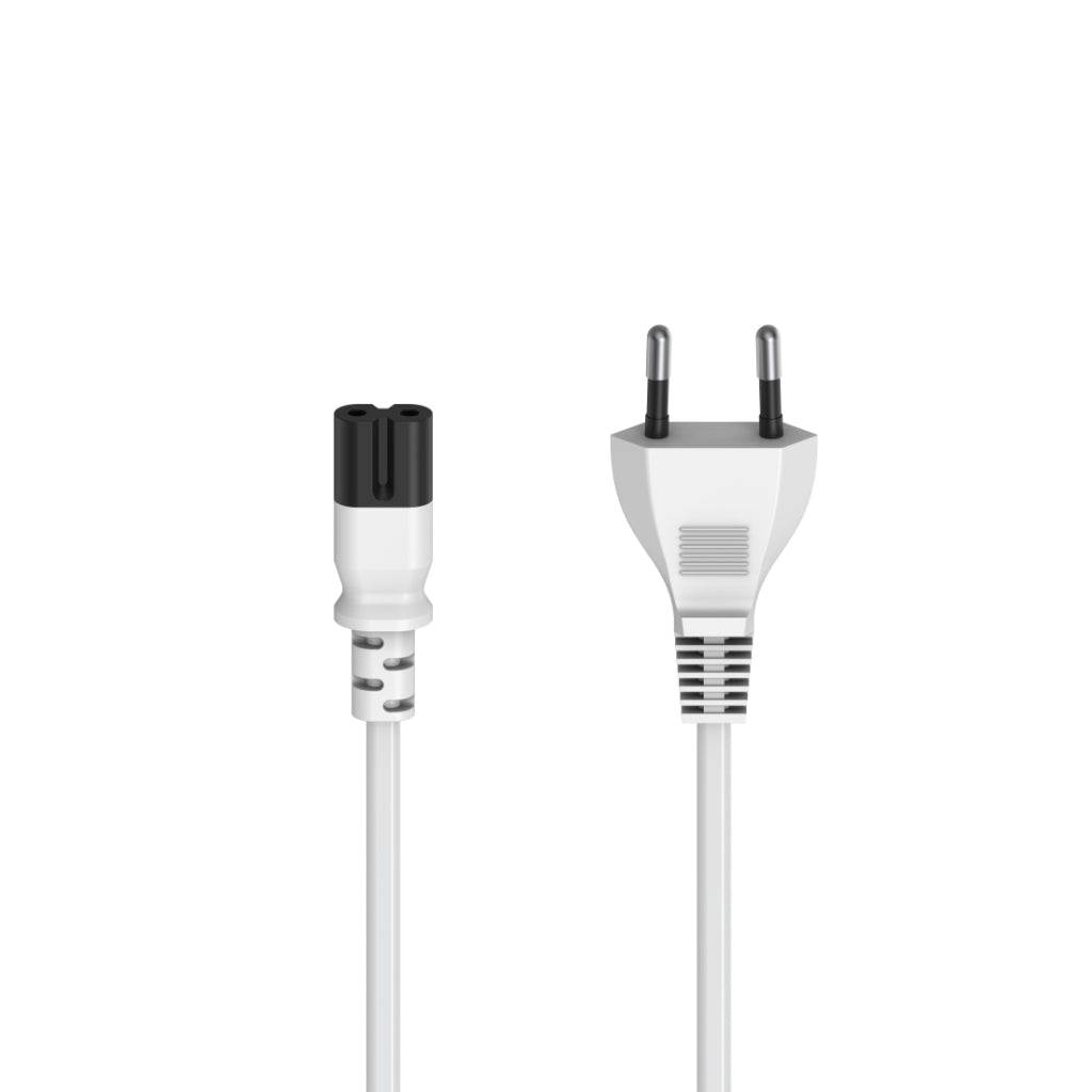Hama Power Cord 2-pin Euro Plug C7 1.5 M White Groove/C7