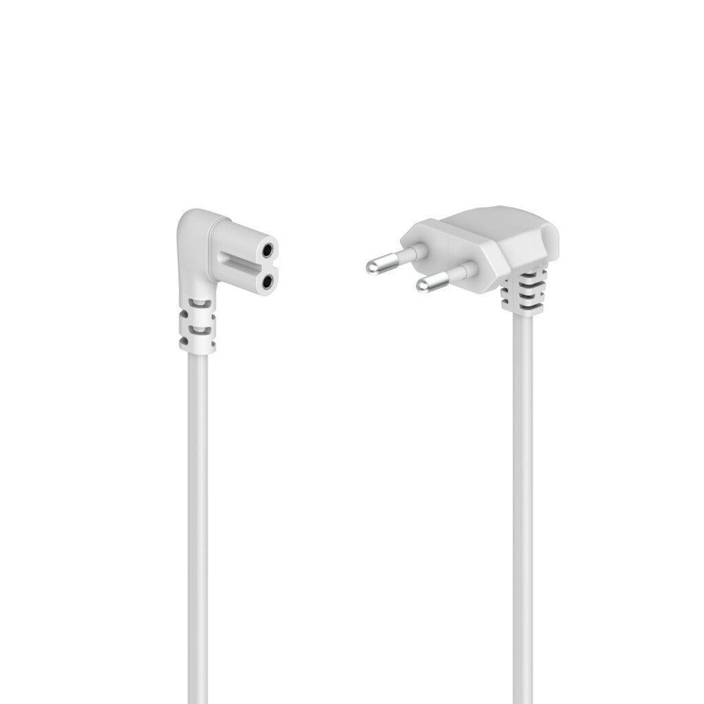 Hama Power Cord Right Angled on Both Sides Euro Plug 1.5 M White Groove/C7
