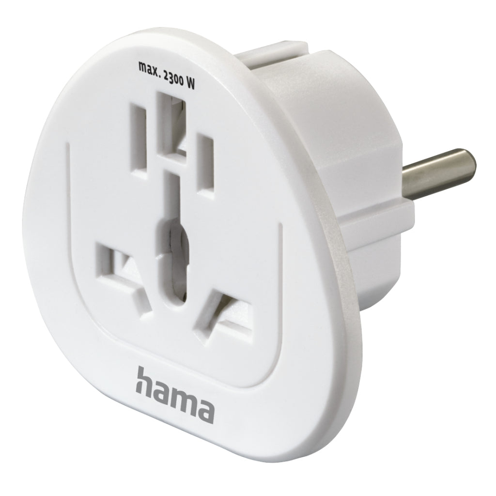 Hama Travel Adapter Type E and F 3-pin Universal World to Europe White
