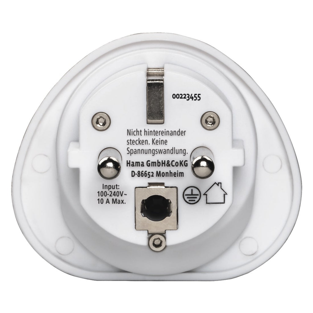 Hama Travel Adapter Type E and F 3-pin Universal World to Europe White