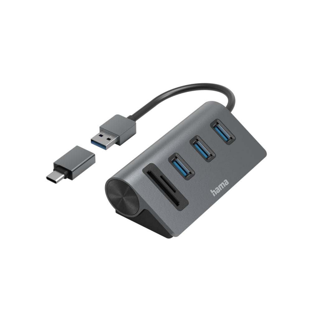 Hama OTG Hub/Card Reader 5-Port 3x USB-A SD MicroSD Incl. USB-C Adapter