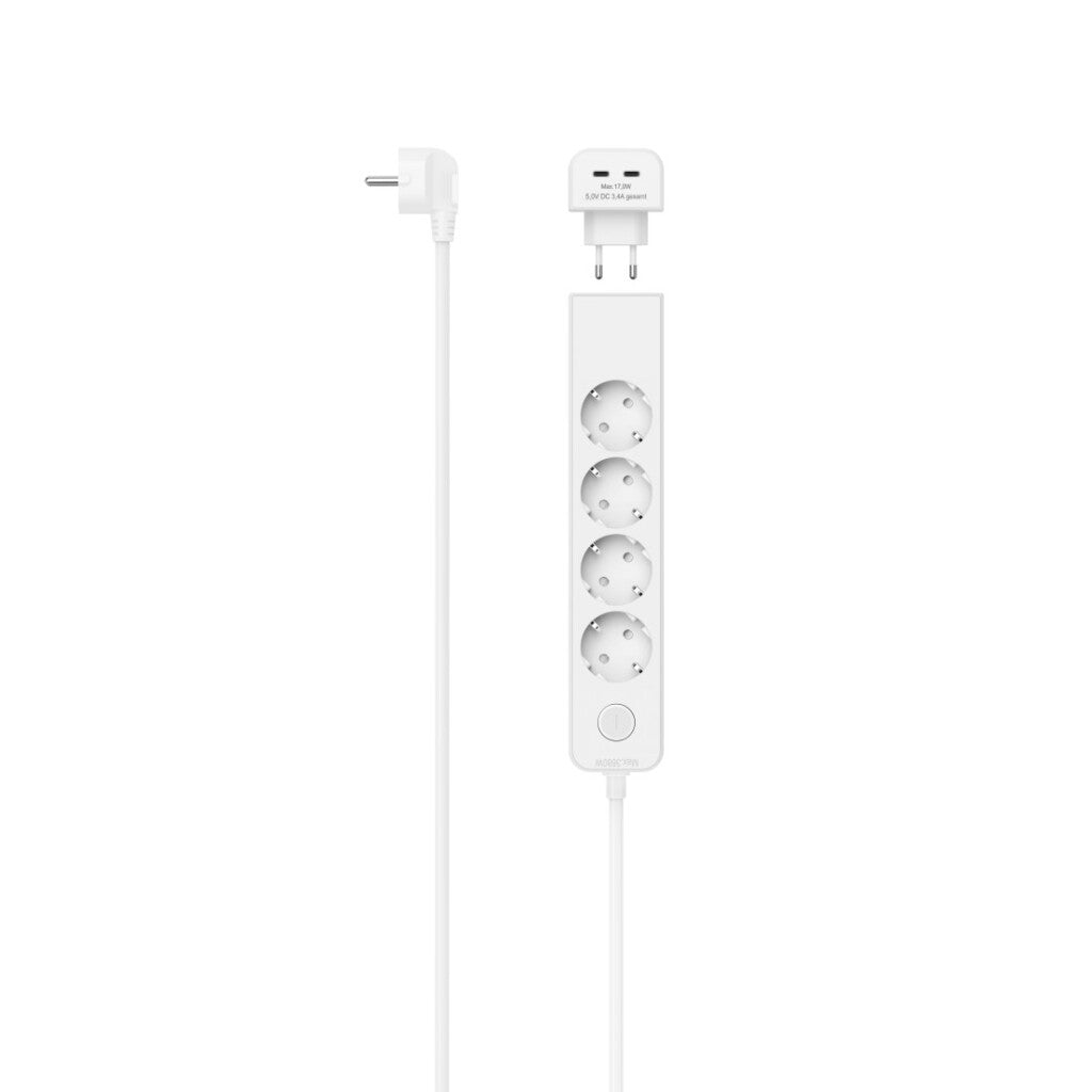 Hama 5-Way Power Strip M. USB-C Adapter 2-Way 17W Switch 1.4 m White