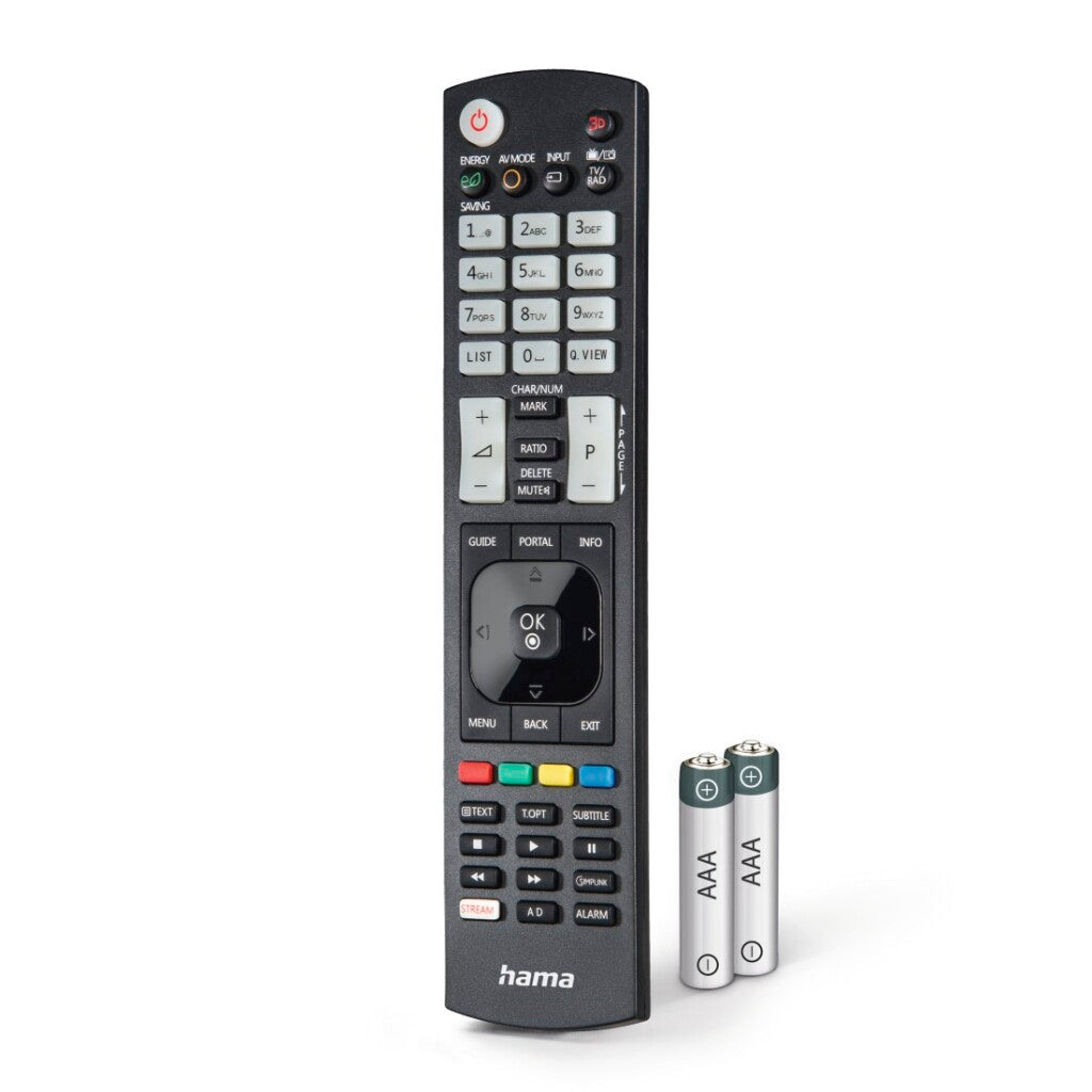 Hama Universal Remote Control LG TV IR Learning + Luminous Buttons Black