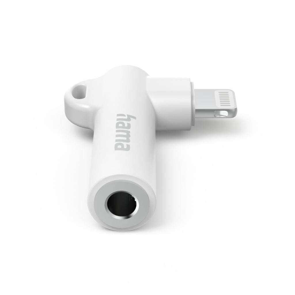 Hama Aux Adapter 90° Angled Plug Lightning White - Hi-Fi Audio Connector