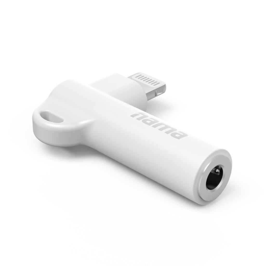 Hama Aux Adapter 90° Angled Plug Lightning White - Hi-Fi Audio Connector