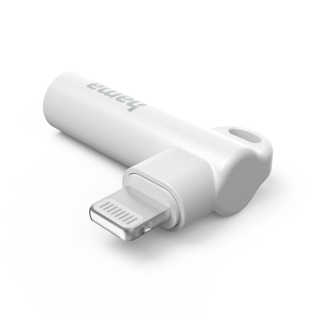 Hama Aux Adapter 90° Angled Plug Lightning White - Hi-Fi Audio Connector
