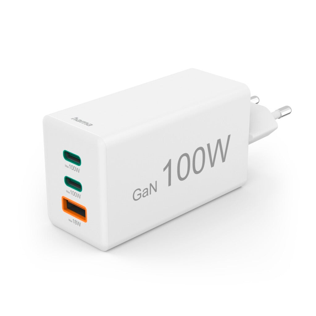 Hama Fast Charger GaN 2x USB C PD 1x USB A QC 100W White