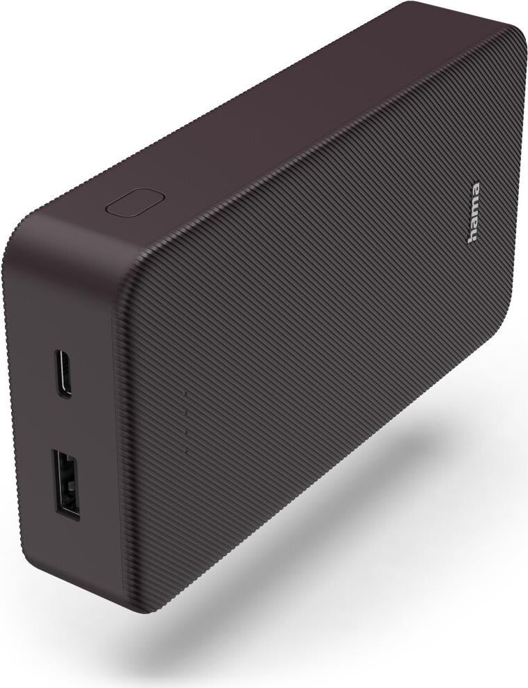 Hama Colour 20 - Powerbank - 20000 mAh - 74 Wh - 3 A - Fast Charge - 2 Ausgabeanschlussstellen (USB, 24 pin USB-C) - auf Kabel: USB-C - Pflaume (violett) (00201715) afbeelding 1