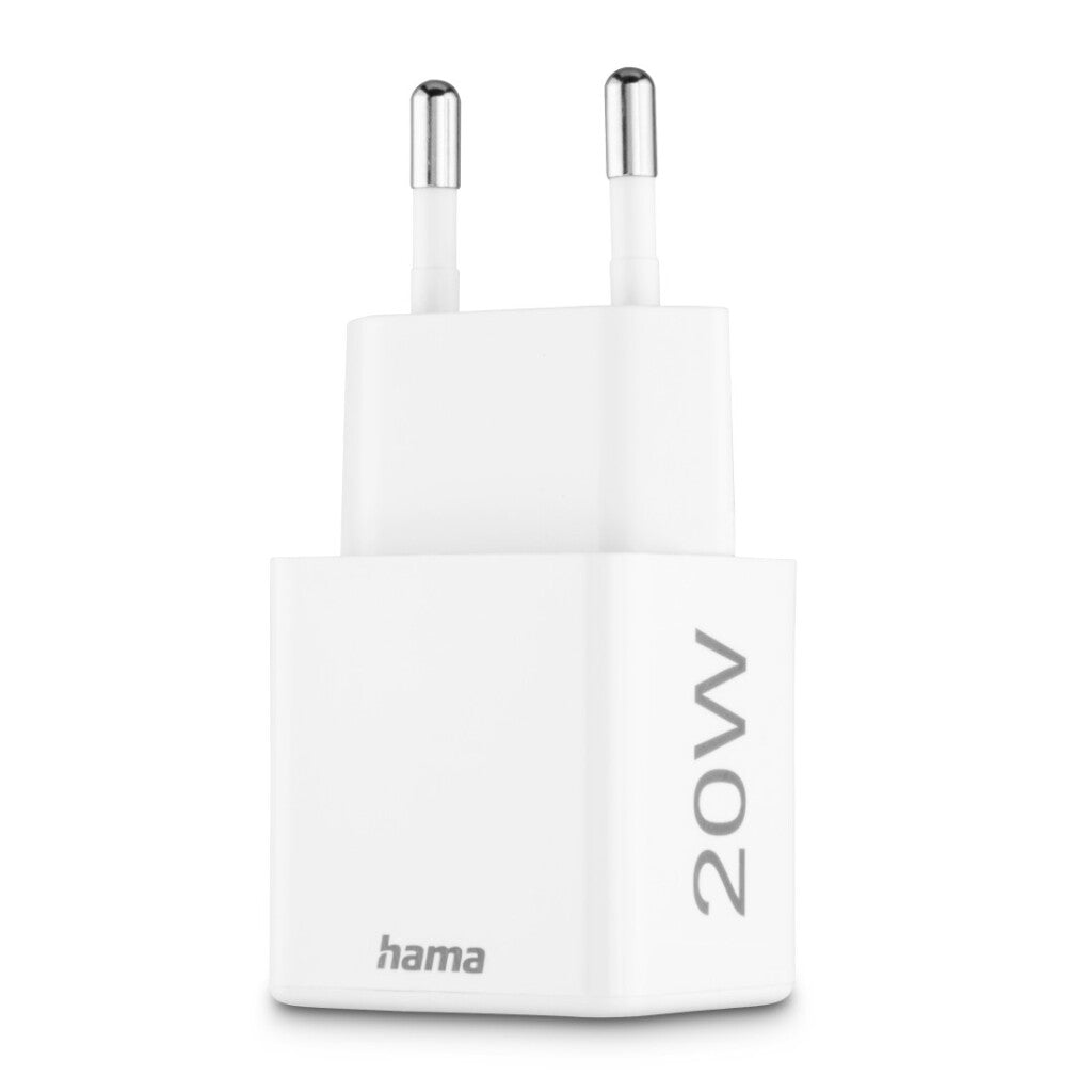 Hama Fast Charger 1x USB-C PD 1x USB-A QC Mini Charger 20 W White