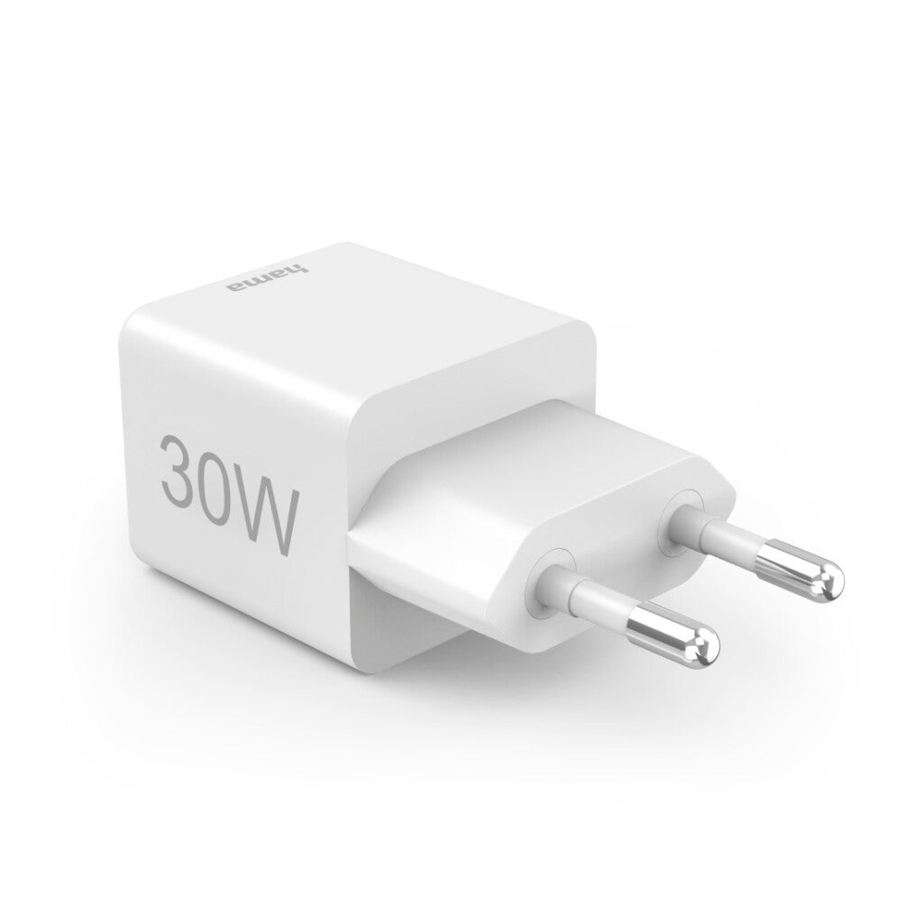 Hama Fast Charger 1x USB-C PD 1x USB-A QC Mini Charger 30 W White