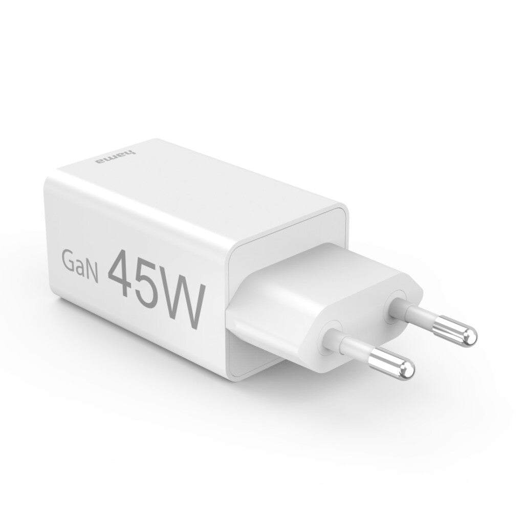 Hama Fast Charger 1x USB-C PD 1x USB-A QC Mini Charger 45 W White