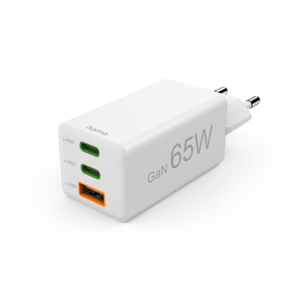 Hama Fast Charger 2x USB-C PD 1x USB-A QC Mini Charger 65W White