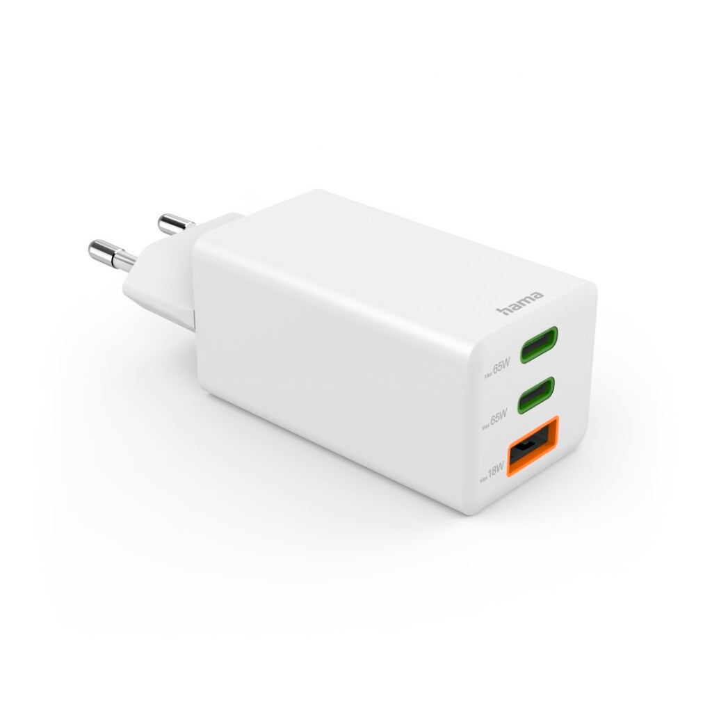 Hama Fast Charger 2x USB-C PD 1x USB-A QC Mini Charger 65W White