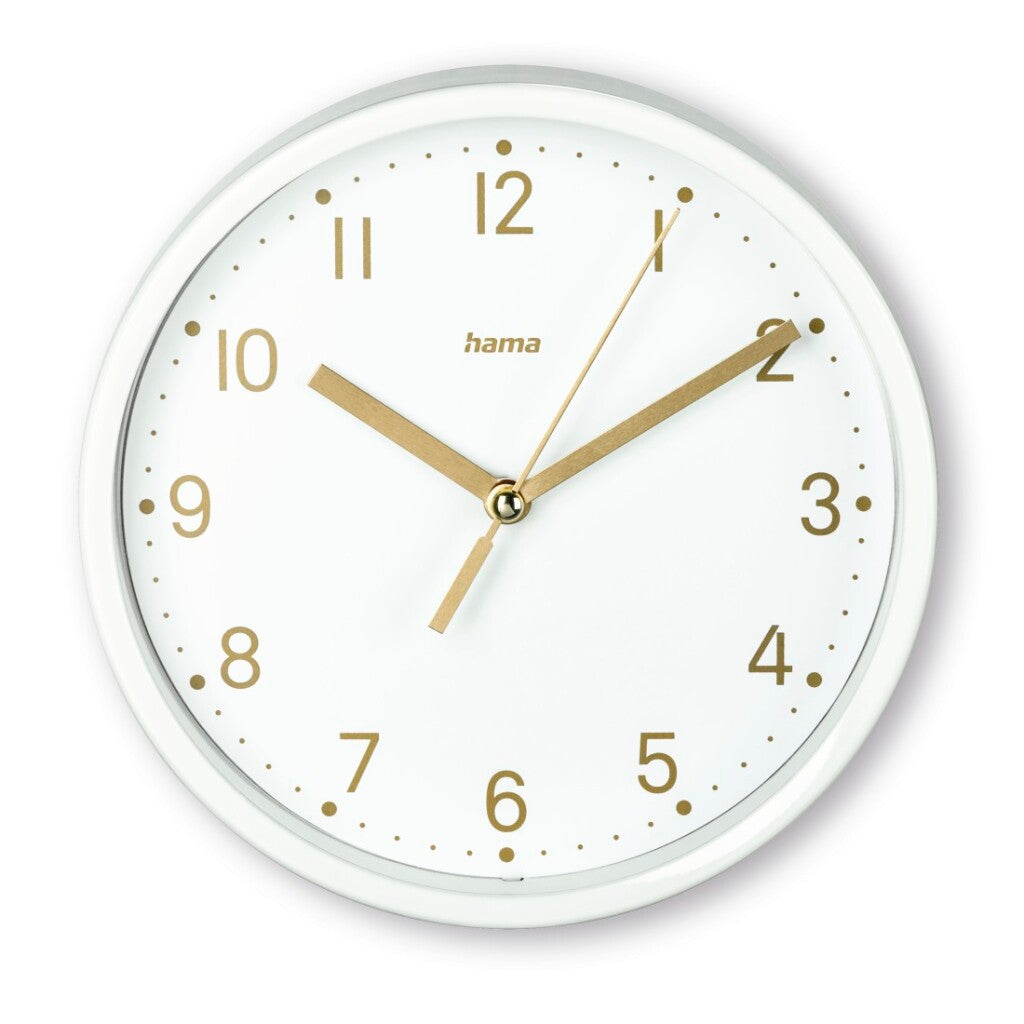 Hama Table Clock Madeira Non-Ticking 16 cm - White/Gold Dial
