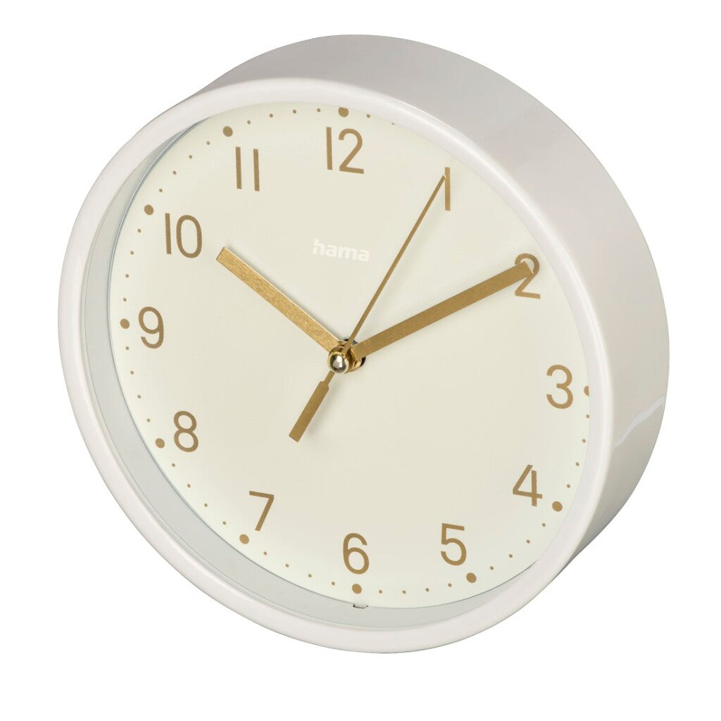 Hama Table Clock Madeira Non-Ticking 16 cm - White/Gold Dial