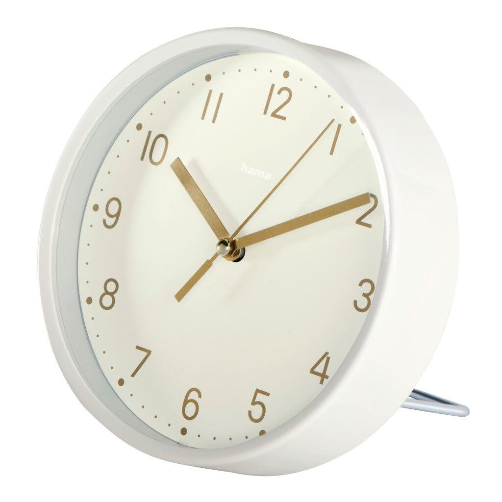 Hama Table Clock Madeira Non-Ticking 16 cm - White/Gold Dial