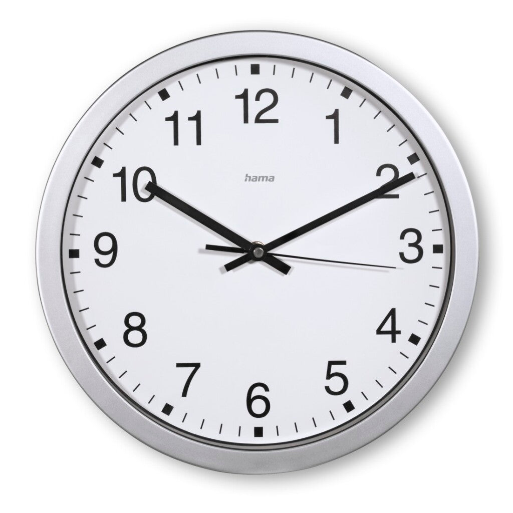Hama Wall Clock Mallorca Non-Ticking 30 cm - Silver/White Dial