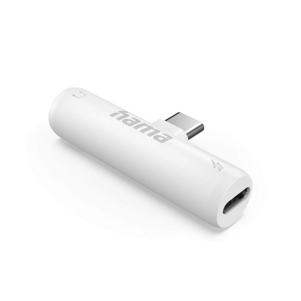 Hama Audio Adapter USB-C to 3.5 mm Jack with Charging Function White - Hi-Fi Audio Connector C-3.5