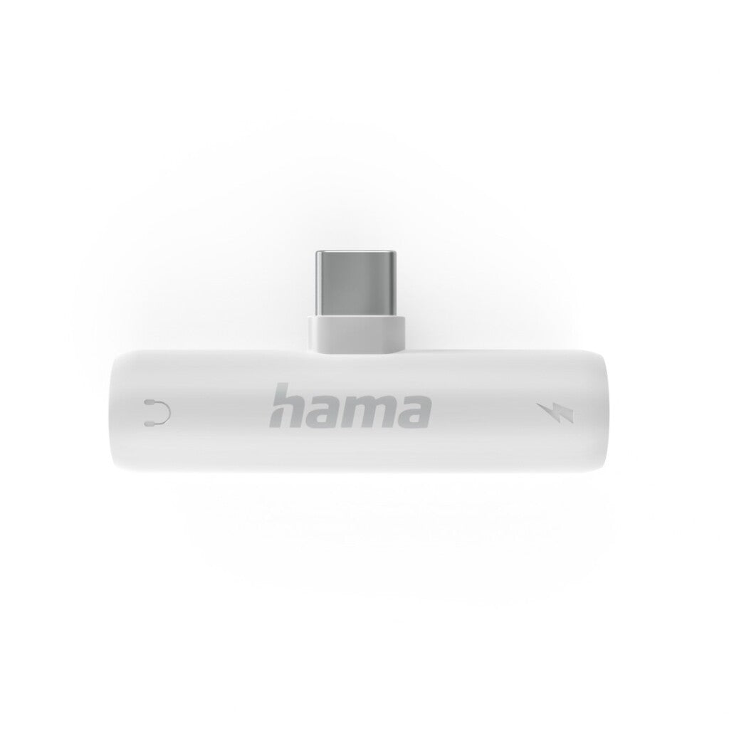 Hama Audio Adapter USB-C to 3.5 mm Jack with Charging Function White - Hi-Fi Audio Connector C-3.5