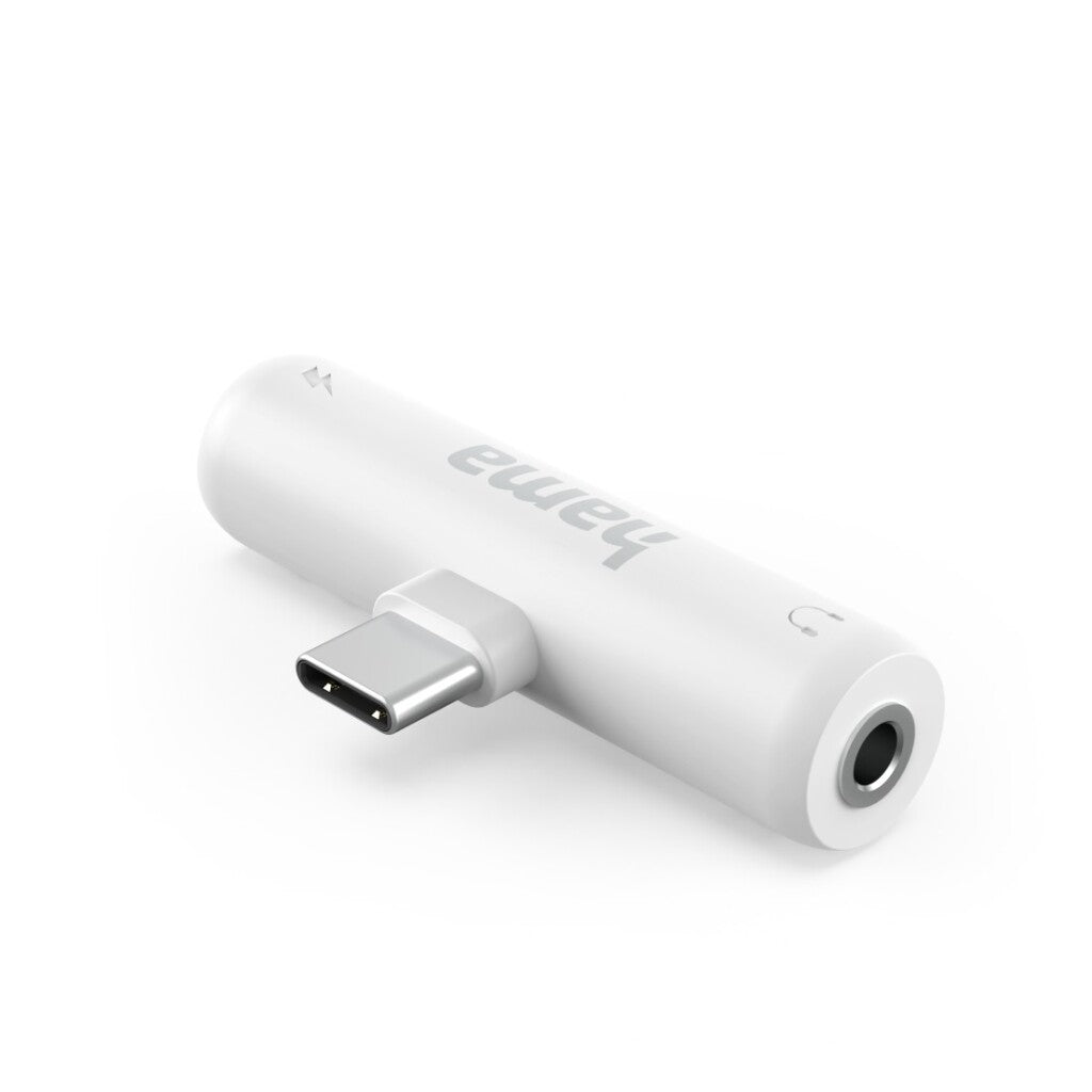 Hama Audio Adapter USB-C to 3.5 mm Jack with Charging Function White - Hi-Fi Audio Connector C-3.5