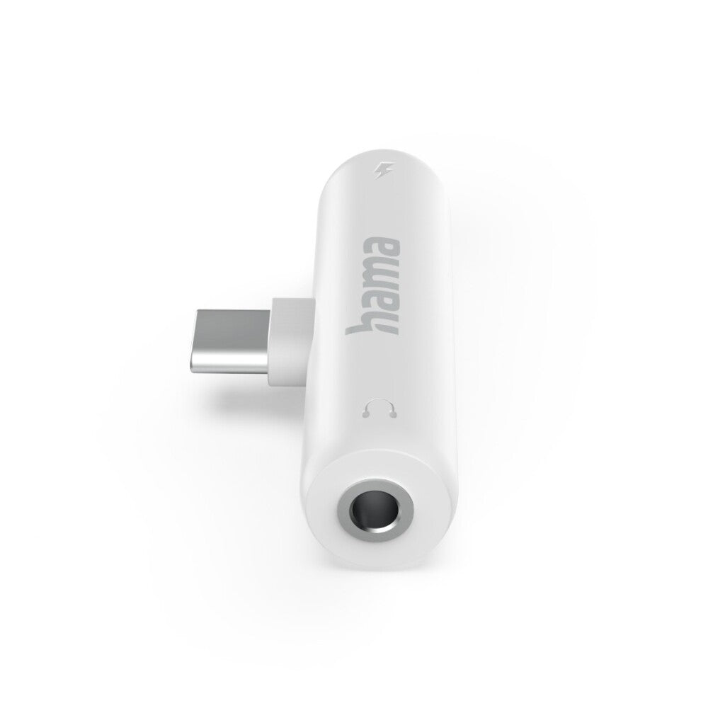 Hama Audio Adapter USB-C to 3.5 mm Jack with Charging Function White - Hi-Fi Audio Connector C-3.5