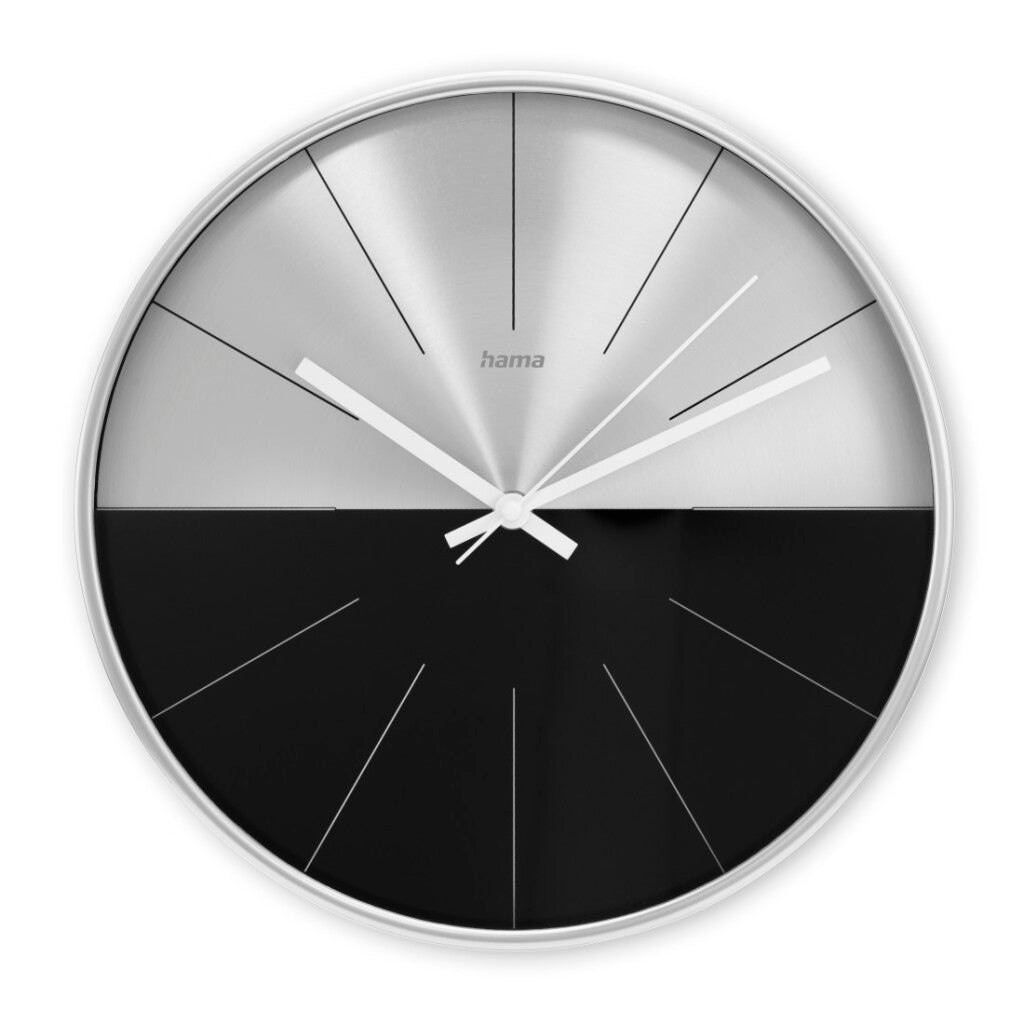 Hama Wall Clock Sicily 30 cm Black/Silver Silent Quartz