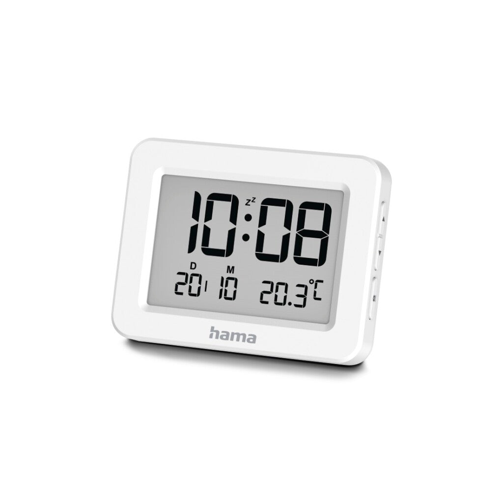 Hama Digital LCD Alarm Clock Kos White