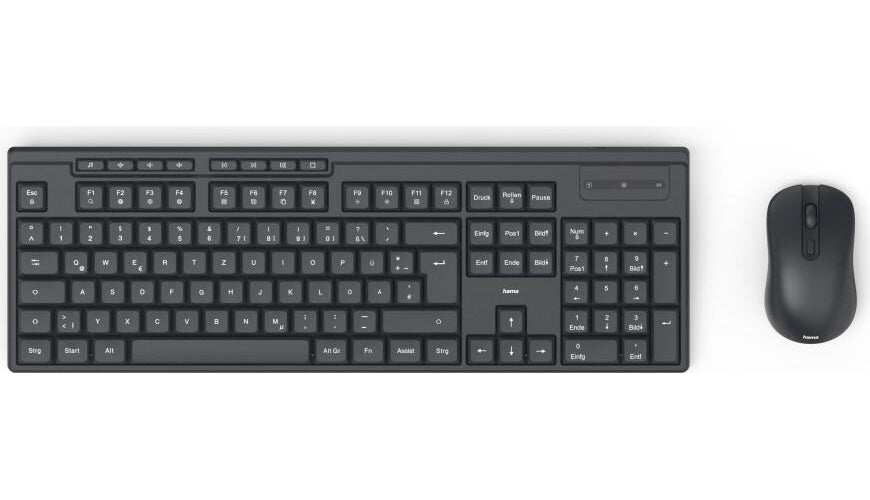 Hama Funktastatur mit Maus WKM-200 kabellos 8 Media-Tasten Schw. QWERTZ (00173056) afbeelding 1