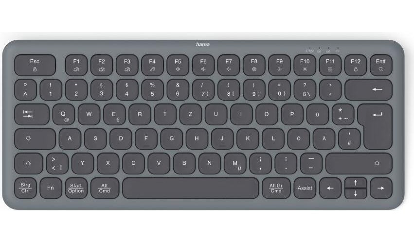 Hama Multi-Device-Tastatur WK-500 kabellos Funk u. BT klein SW QWERTZ (00173059) afbeelding 1