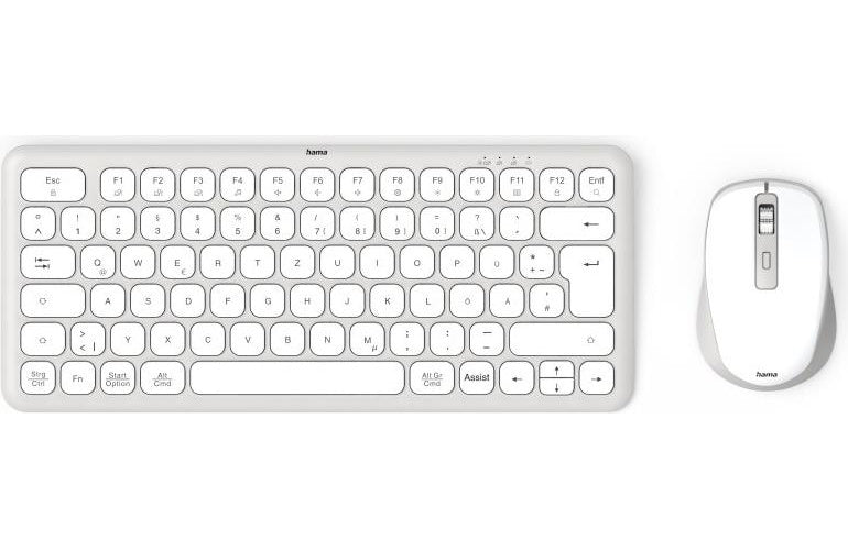Hama Multi-Device-Tastatur-Maus-Set WKM-500 kabellos klein Weiss QWERTZ (00173062) afbeelding 1