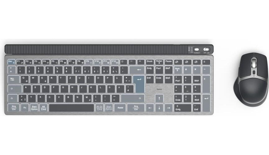 Hama Multi-Device-Tastatur-Maus-Set WKM-750 kabellos LED Schwarz QWERTZ (00173069) afbeelding 1