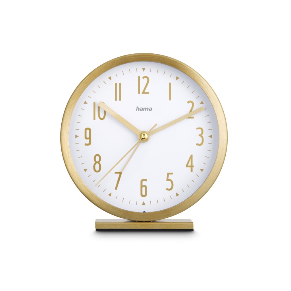 Hama Skye Alarm Clock Analog Silent Gold/White - No Ticking