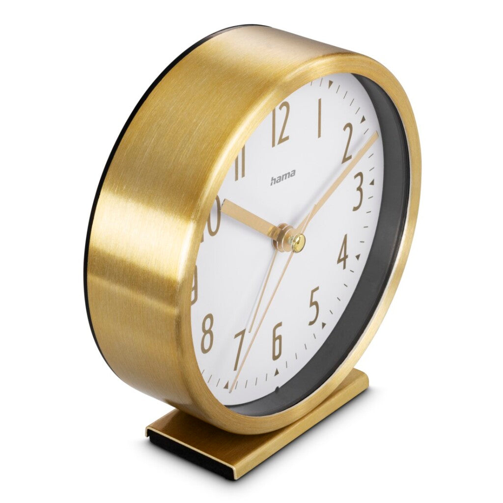 Hama Skye Alarm Clock Analog Silent Gold/White - No Ticking
