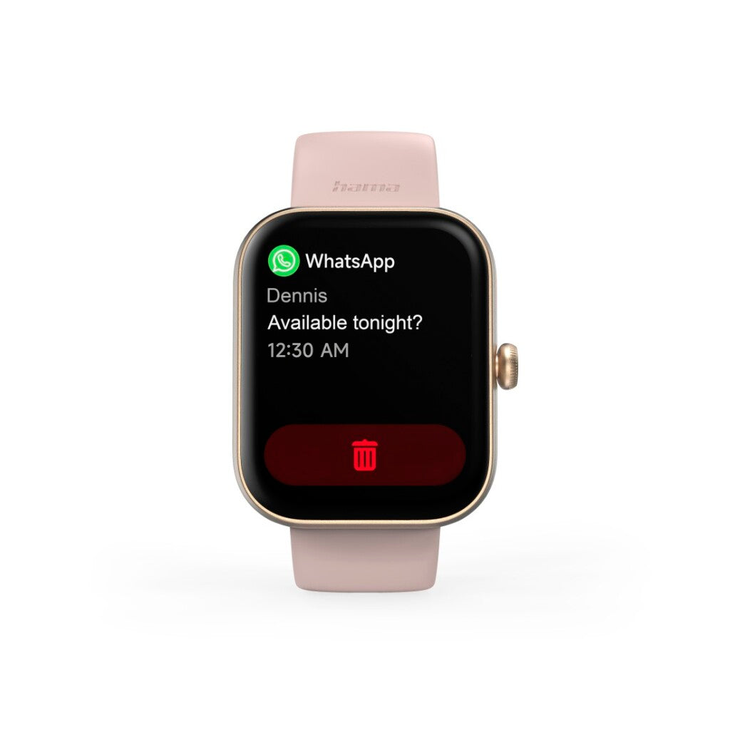 Hama Smartwatch 5000 Phone Function Sleep Analysis Waterproof 1.65 Inch Rose - Fitness Watch with 100 Sports