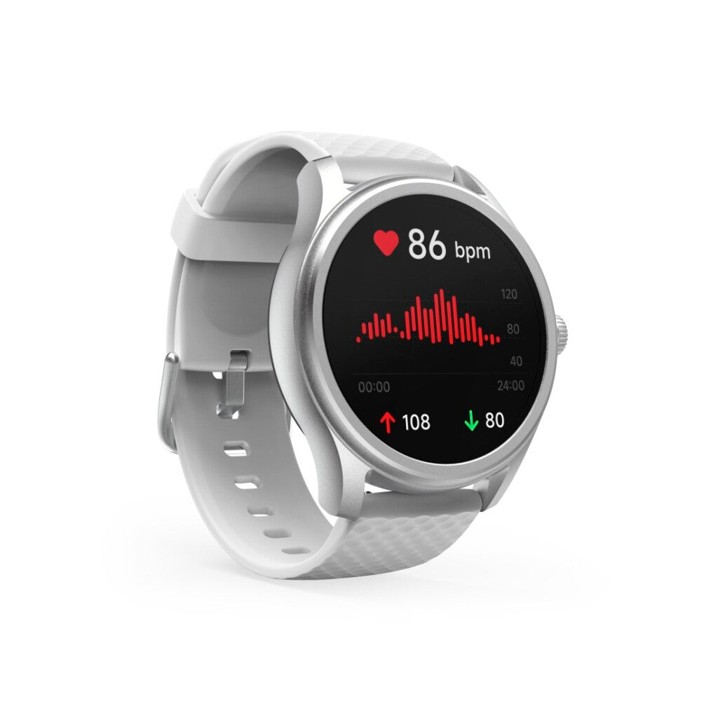 Hama Smartwatch 5010 Round Sleep Monitoring Waterproof 1.38 Inch Silver/Gray - Fitness Watch with Phone Function