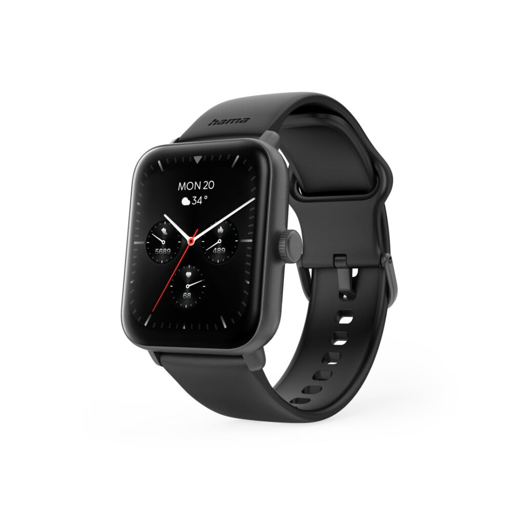 Hama 6010 Smartwatch TFT Display Phone Function Waterproof + GPS Black - Fitness Watch with 100 Sports