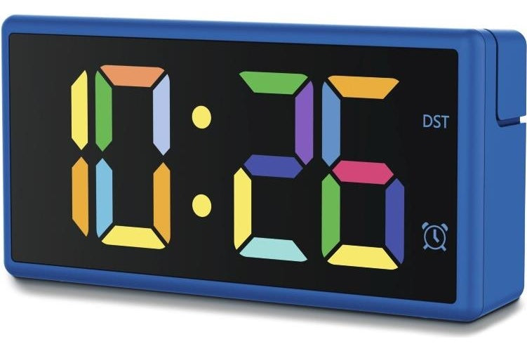 Hama Digitaler Wecker Ibiza, Multicolor-Display, mit USB-Ladefunktion, Blau (00222209) afbeelding 1
